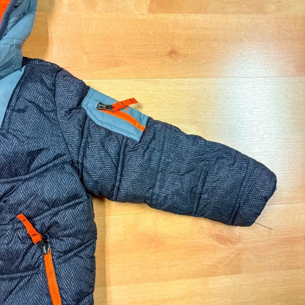 Snozu Black Gray & Orange 2-in-1 Multiway Hooded Puffer Jacket Toddler 3T